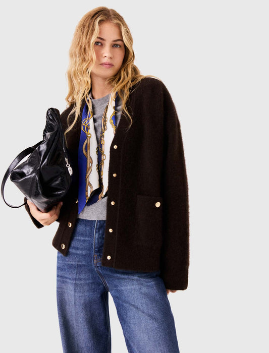 Long yak cardigan Dark Brown