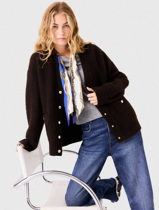 Long yak cardigan Dark Brown