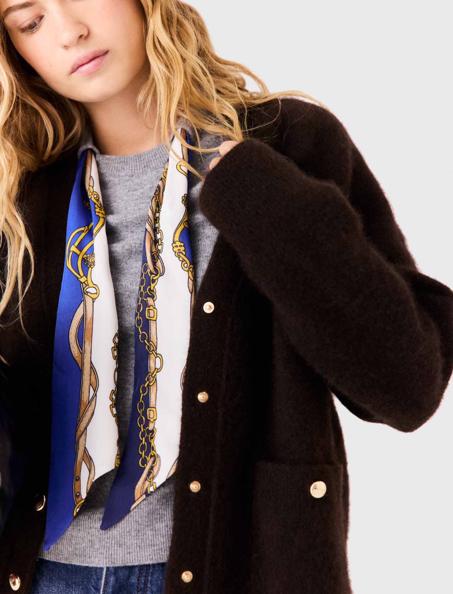 Long yak cardigan Dark Brown