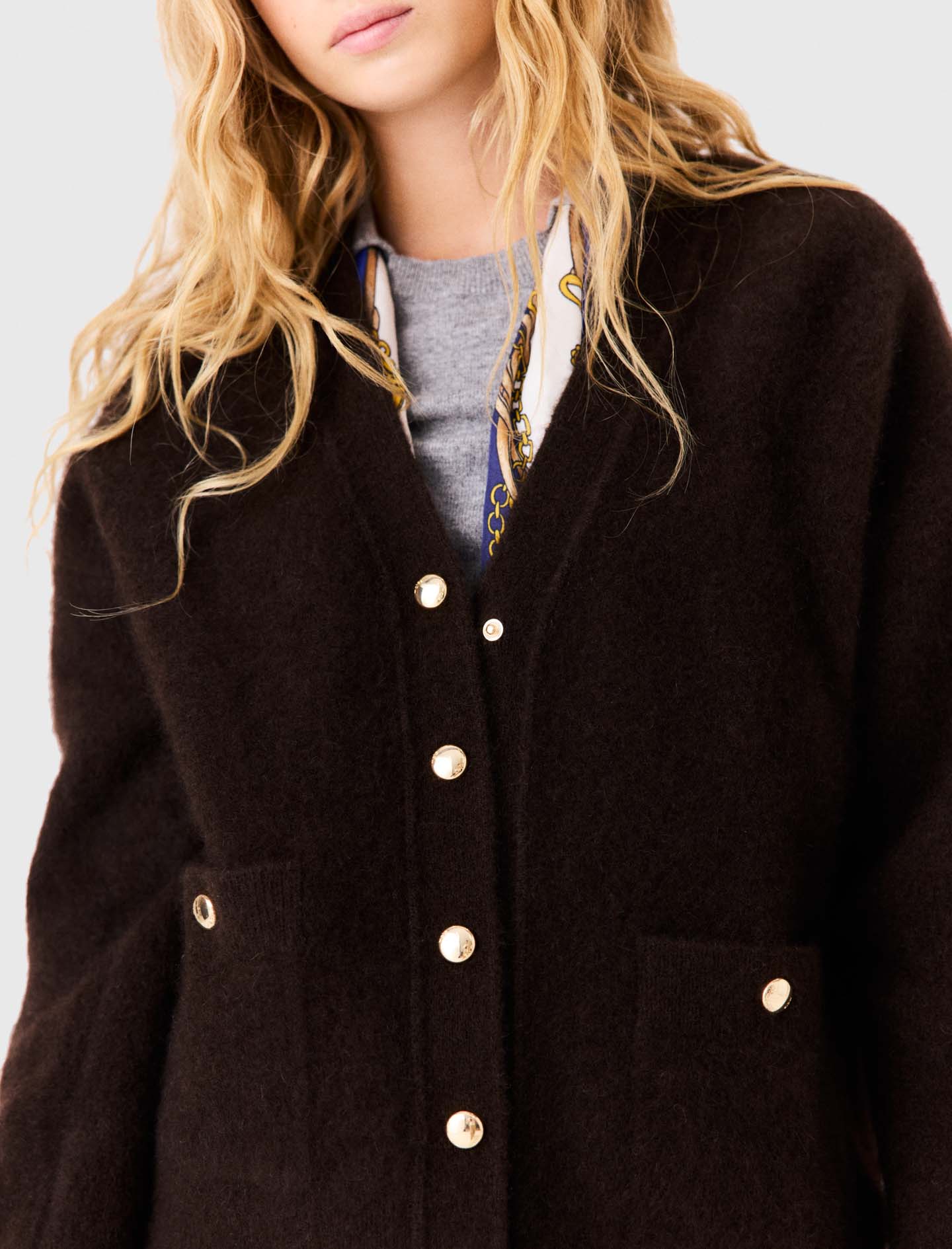 Long yak cardigan Dark Brown