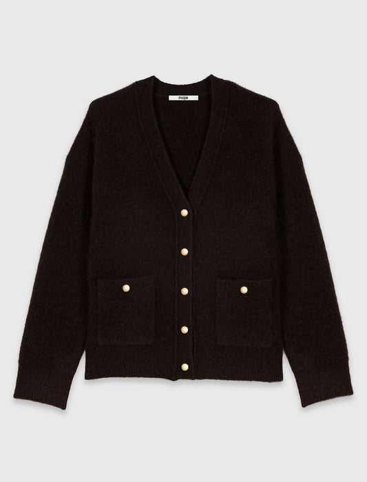 Long yak cardigan Dark Brown