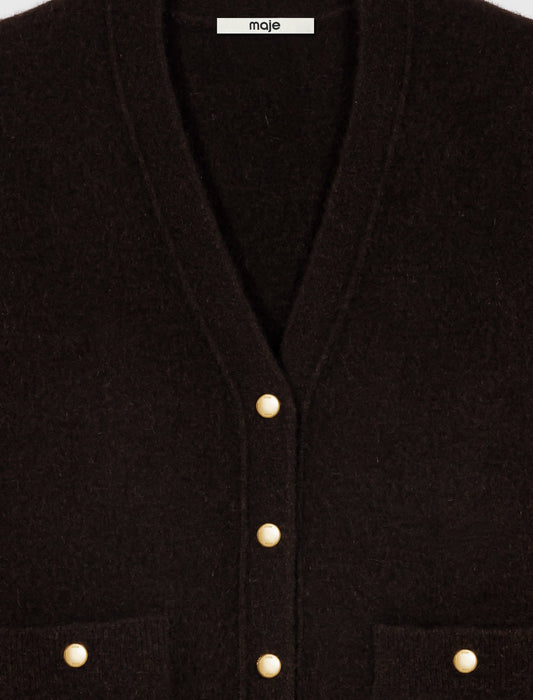 Long yak cardigan Dark Brown