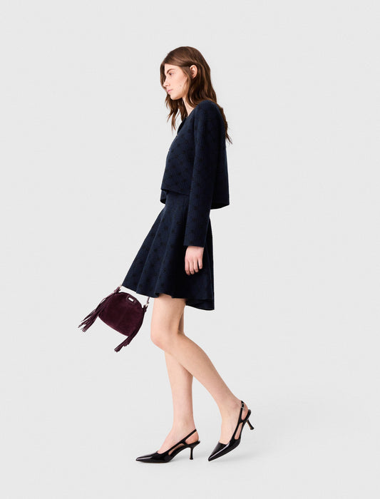 Jacquard cardigan with sequins Navy