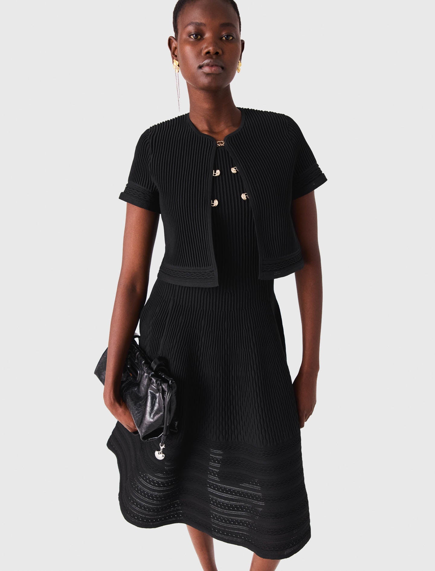 Short-sleeved cardigan Black