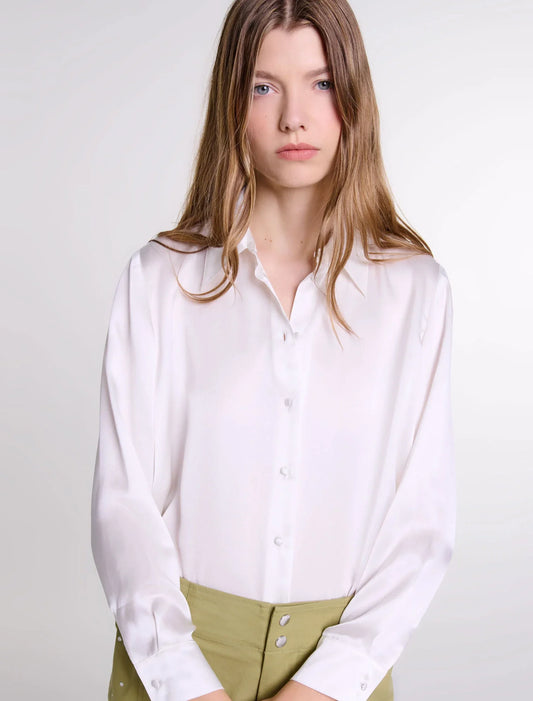 White-Silk satin shirt