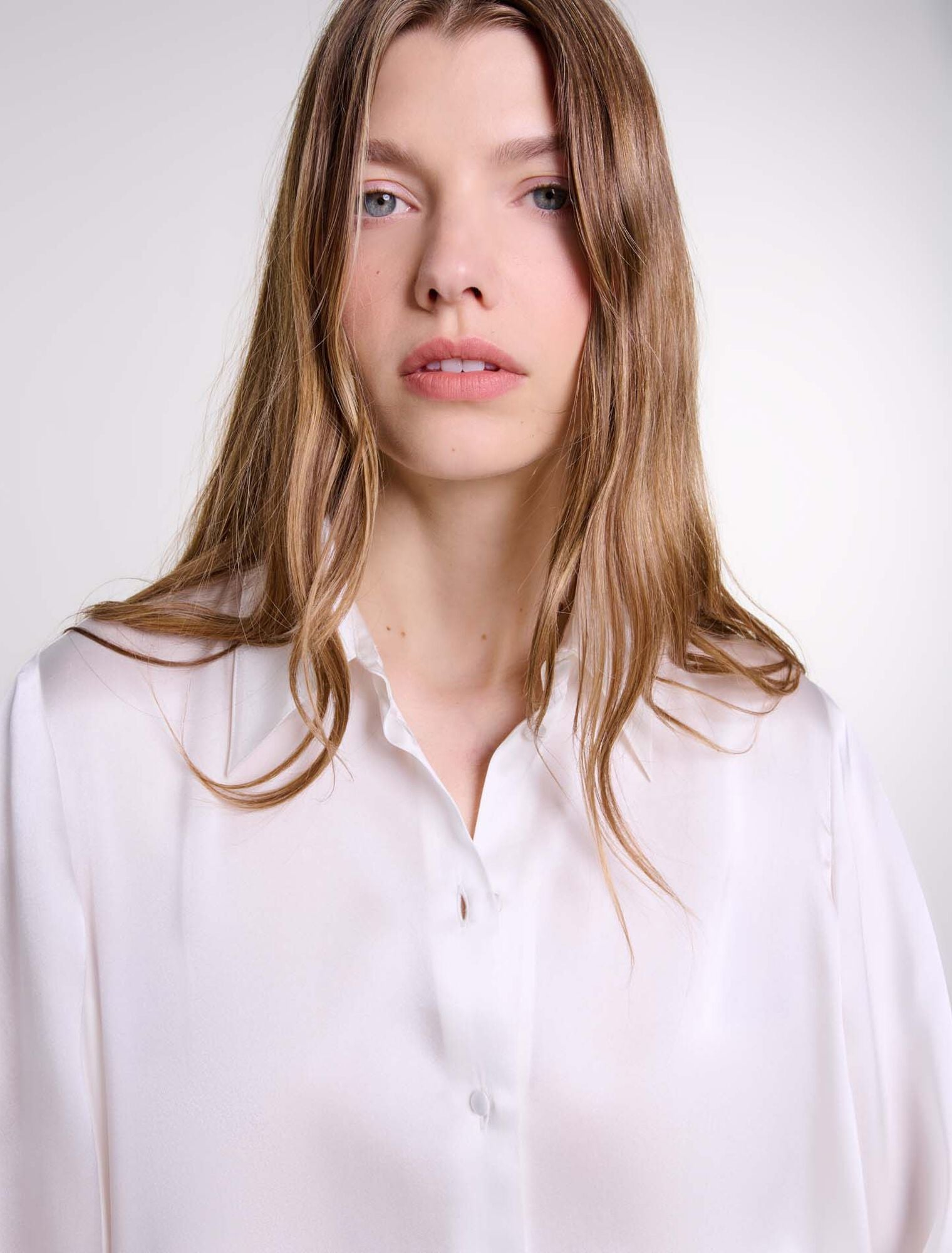 White-Silk satin shirt