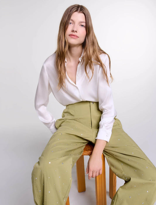 White-Silk satin shirt
