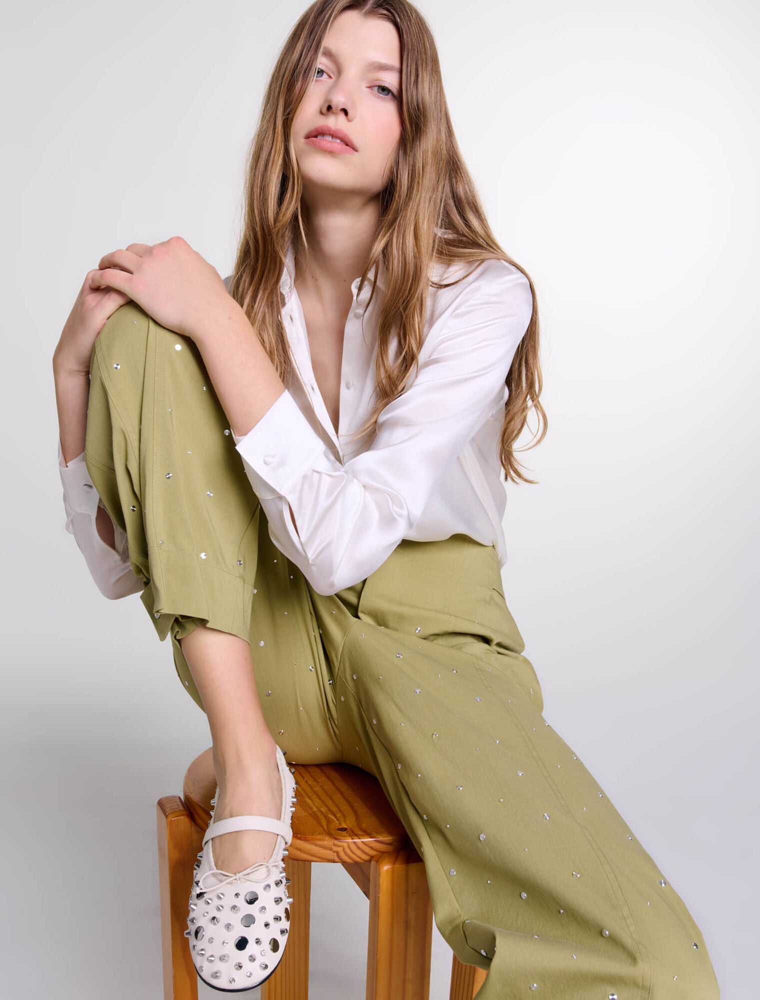 White-Silk Satin Shirt