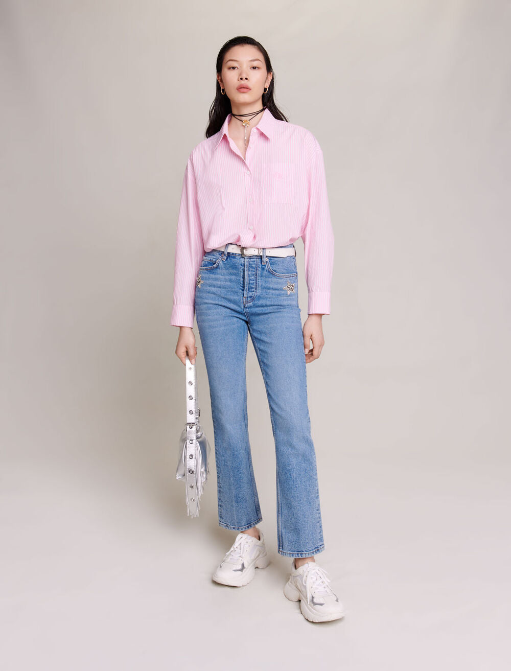 Pink featured STRIPED SHIRT