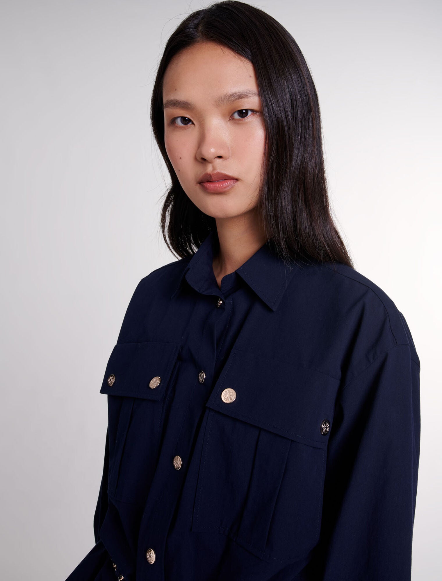 Navy-Belted long shirt