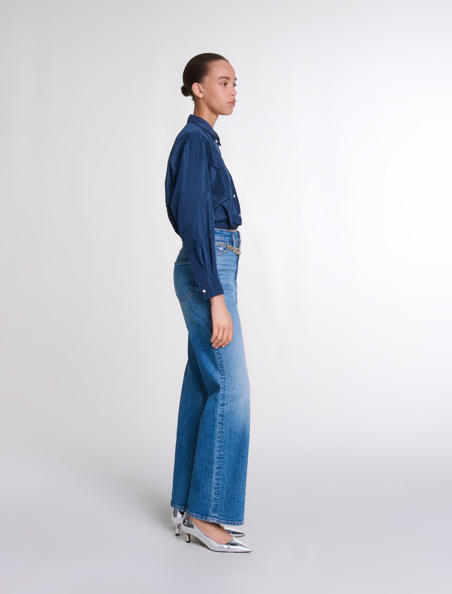 Navy  -Cropped shirt