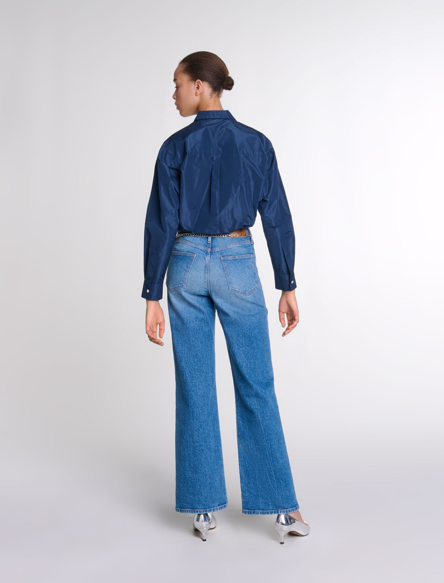 Navy  -Cropped shirt