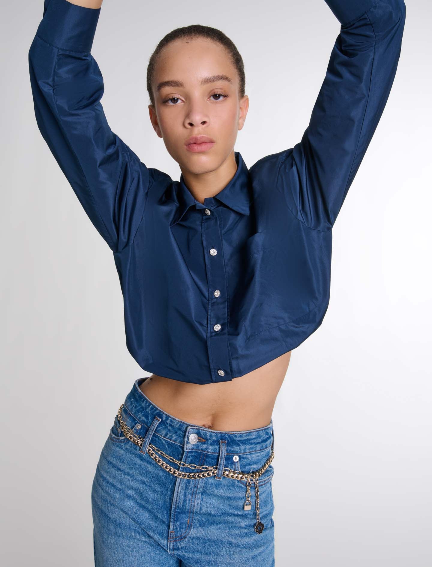 Navy  -Cropped shirt