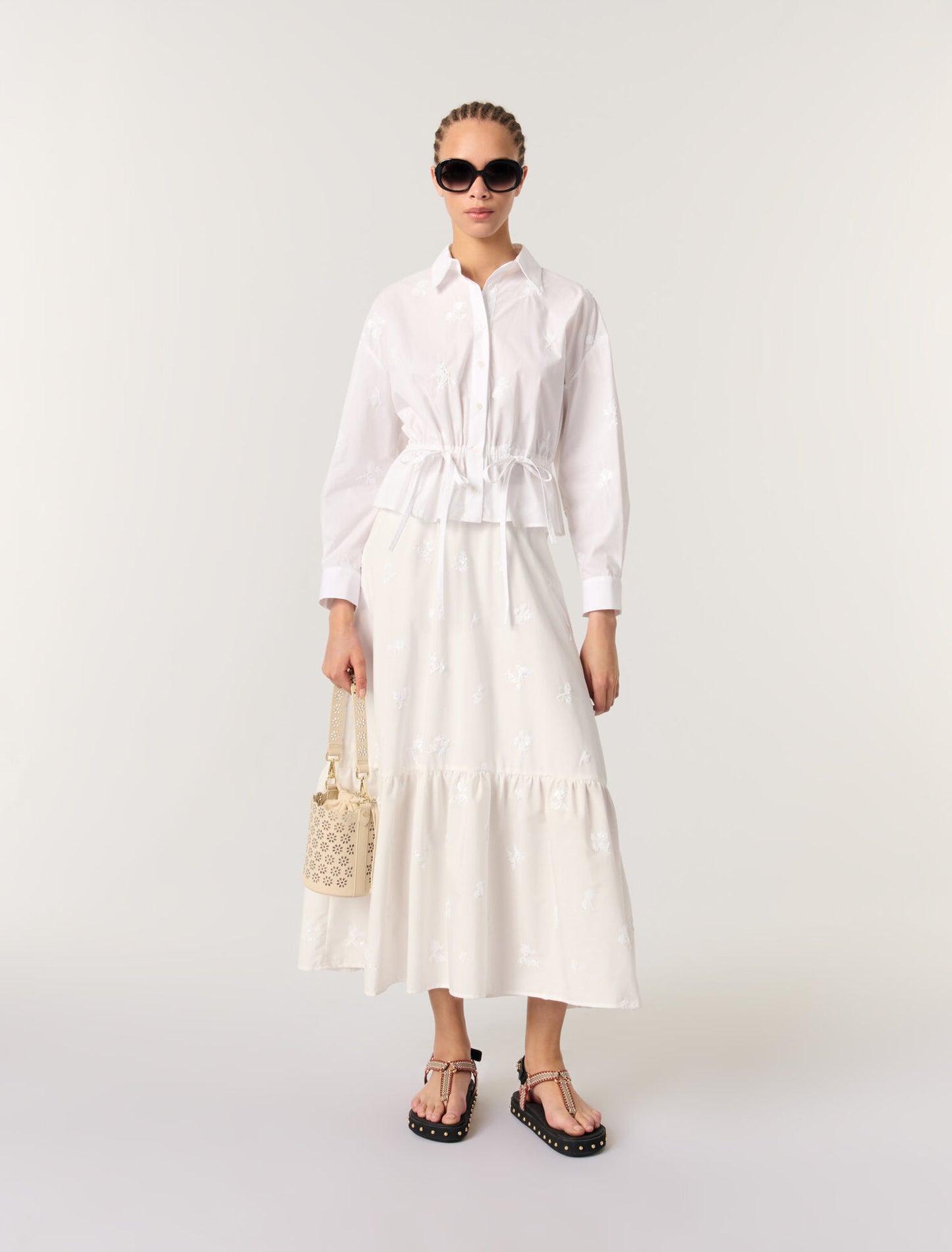 White-Short embroidered shirt