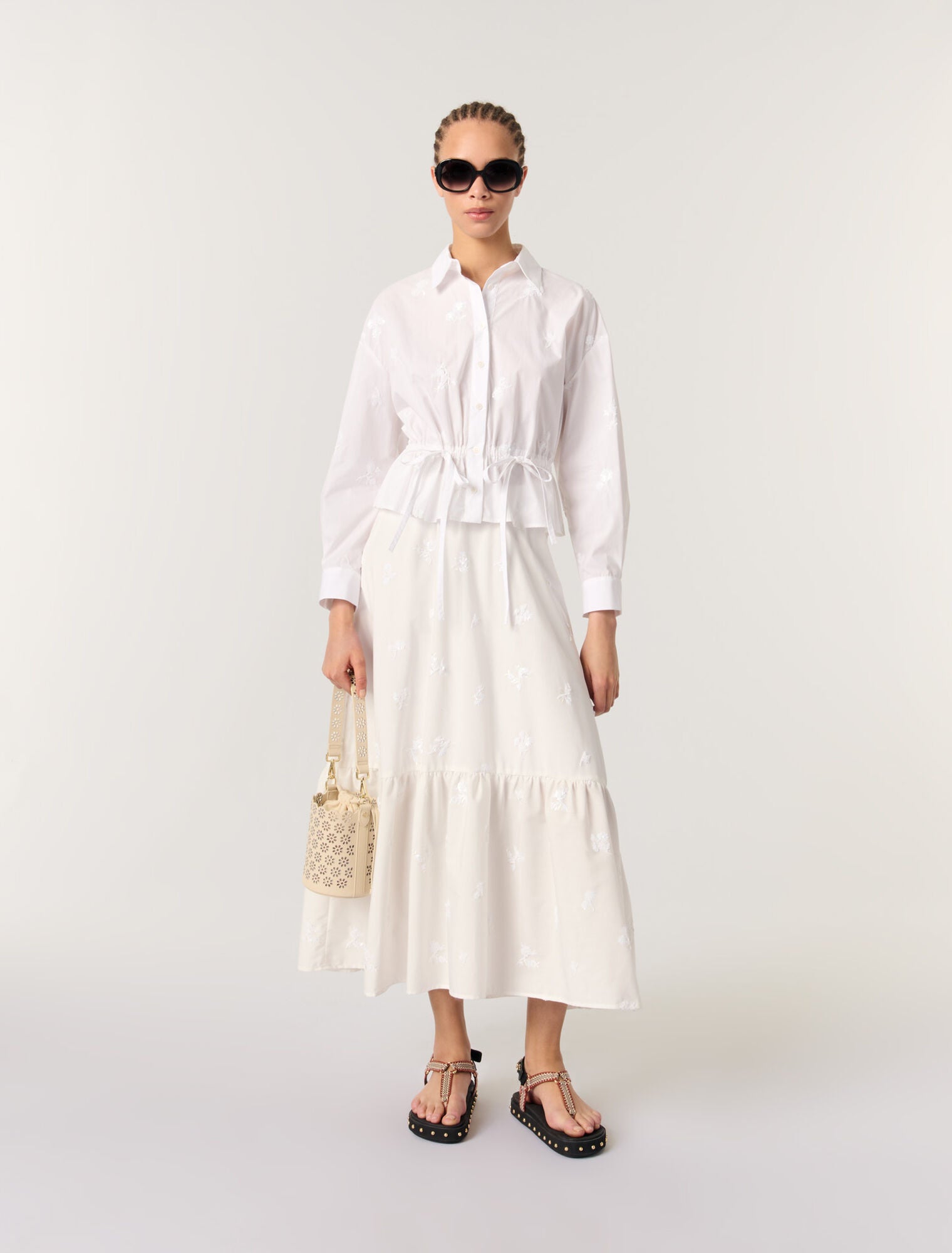 White-Short embroidered shirt