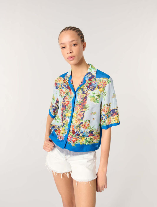 Patterned cropped shirt