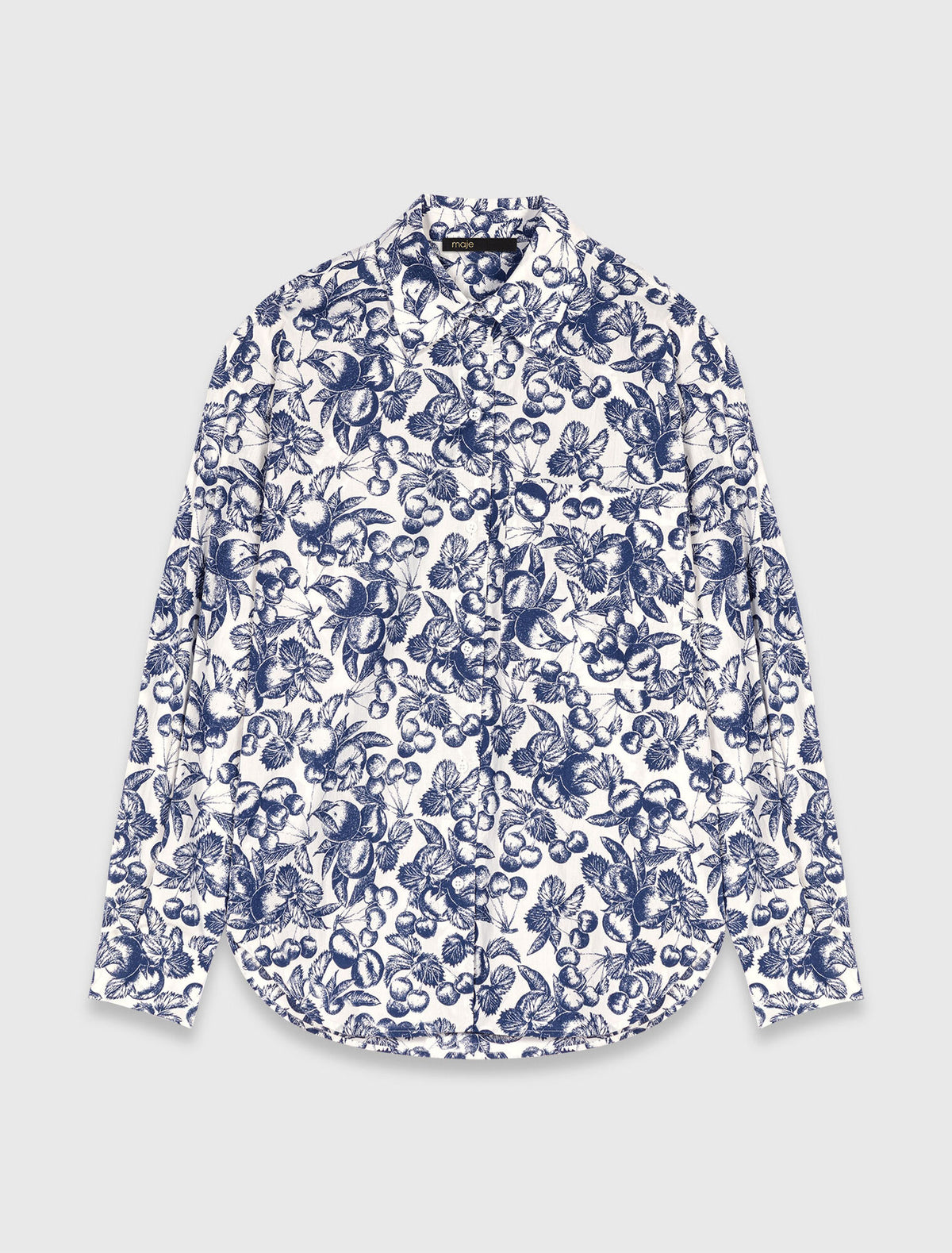 Blue Fruits Print Long printed shirt