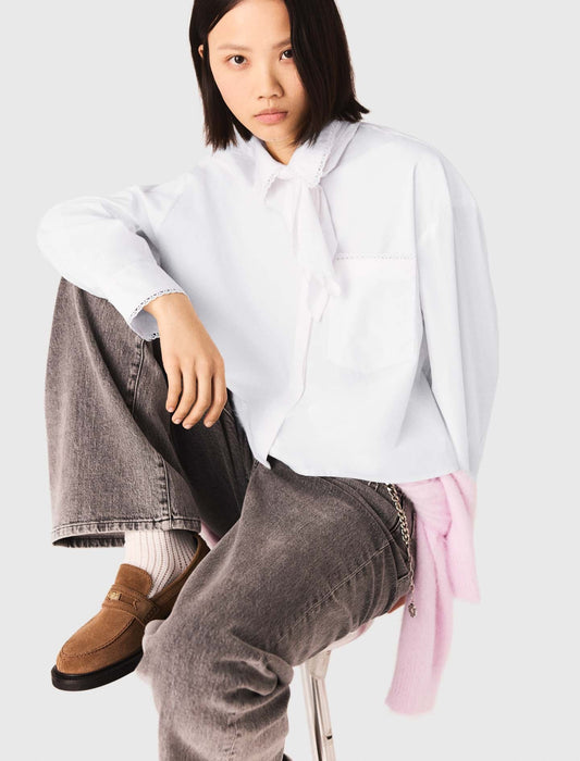 Crochet Collar Shirt White