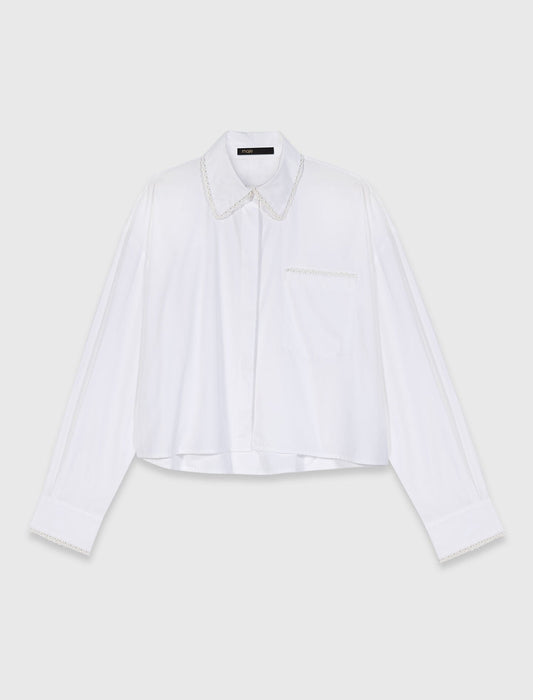 Crochet Collar Shirt White