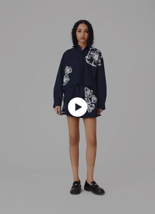 Cropped cotton shirt NAVY