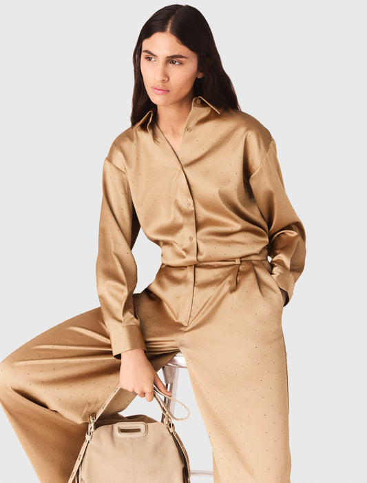 Rhinestone satin shirt