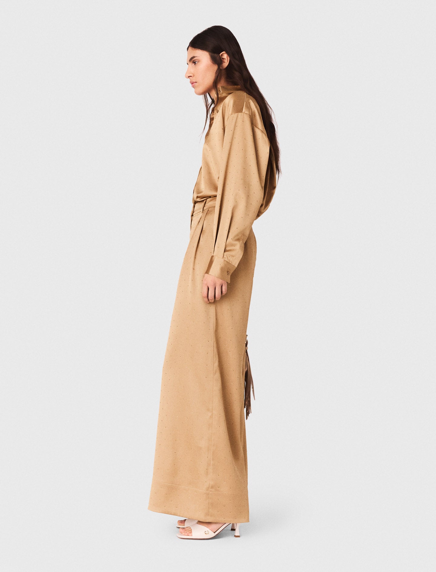 Rhinestone satin shirt