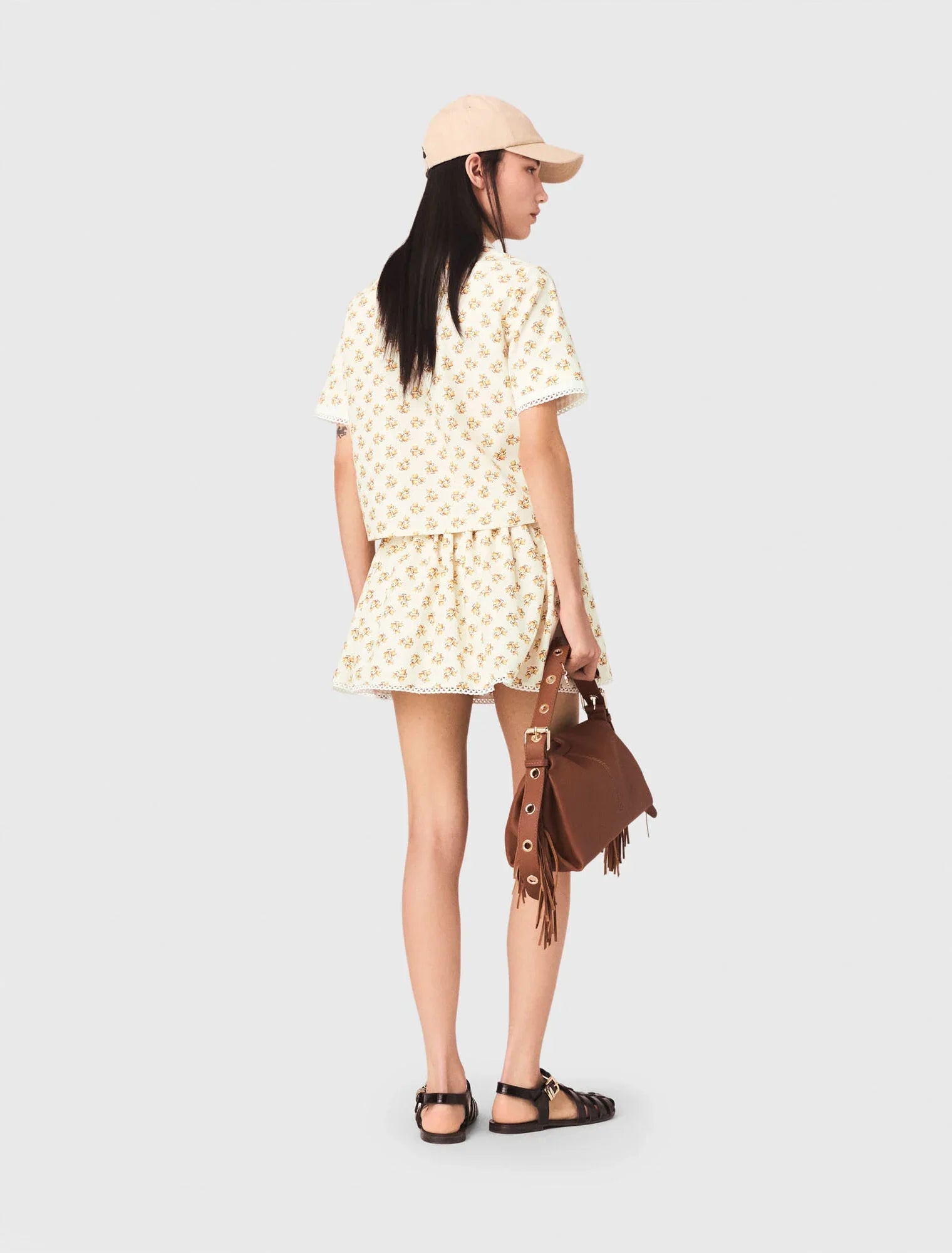 Patterned Shirt With Croquet Trim Yellow Small Flowers Print