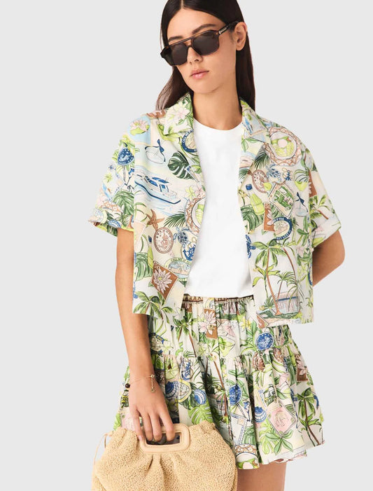 Patterned Cropped Shirt Postcard Print