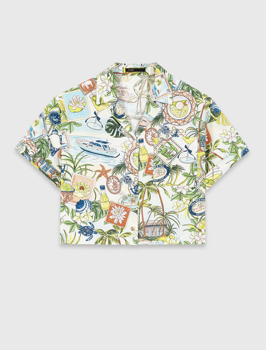 Patterned Cropped Shirt Postcard Print