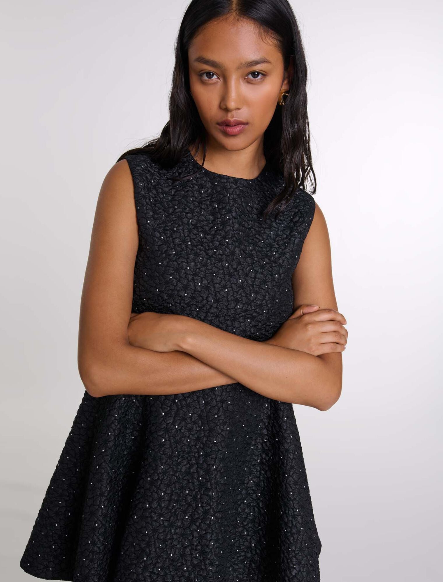 Black Rhinestone playsuit dress