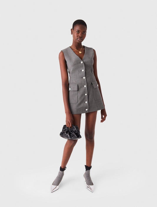 Jewel button tailored jumpsuit Grey