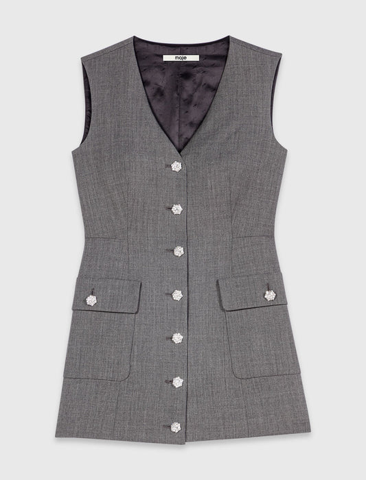 Jewel button tailored jumpsuit Grey
