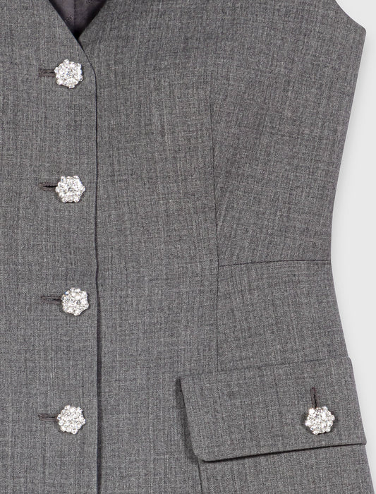 Jewel button tailored jumpsuit Grey