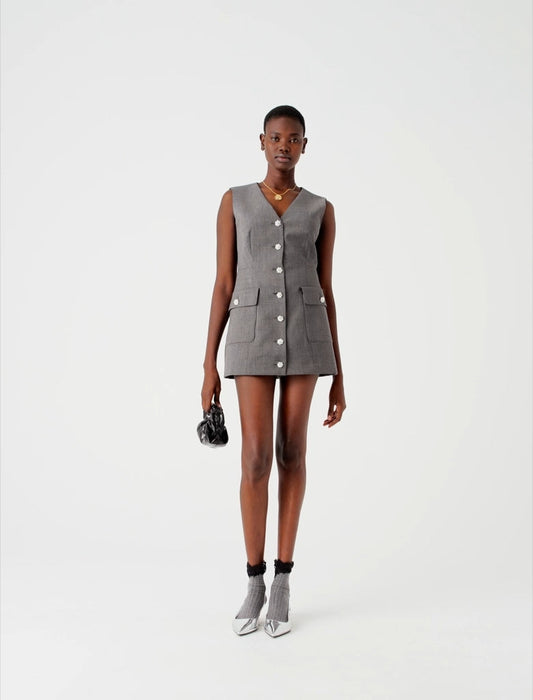 Jewel button tailored jumpsuit Grey