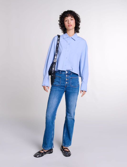Blue-featured-Denim jeans with pockets