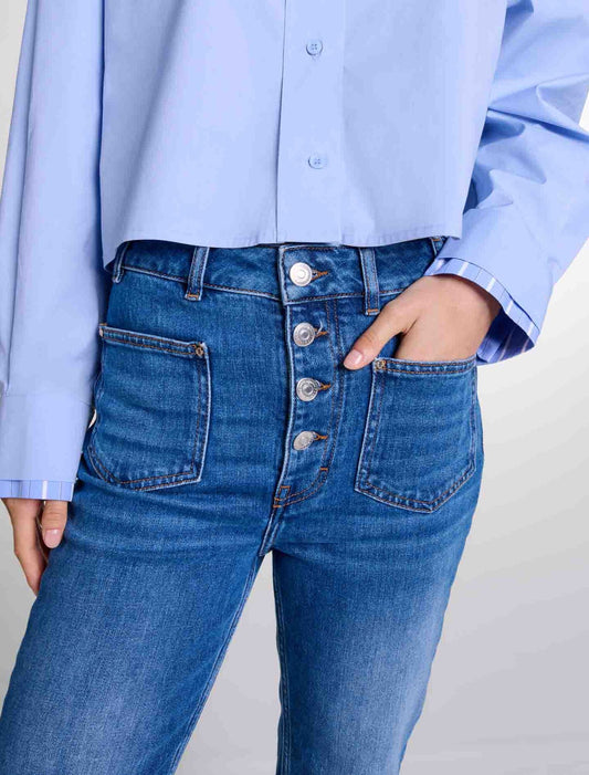 Blue-Denim jeans with pockets