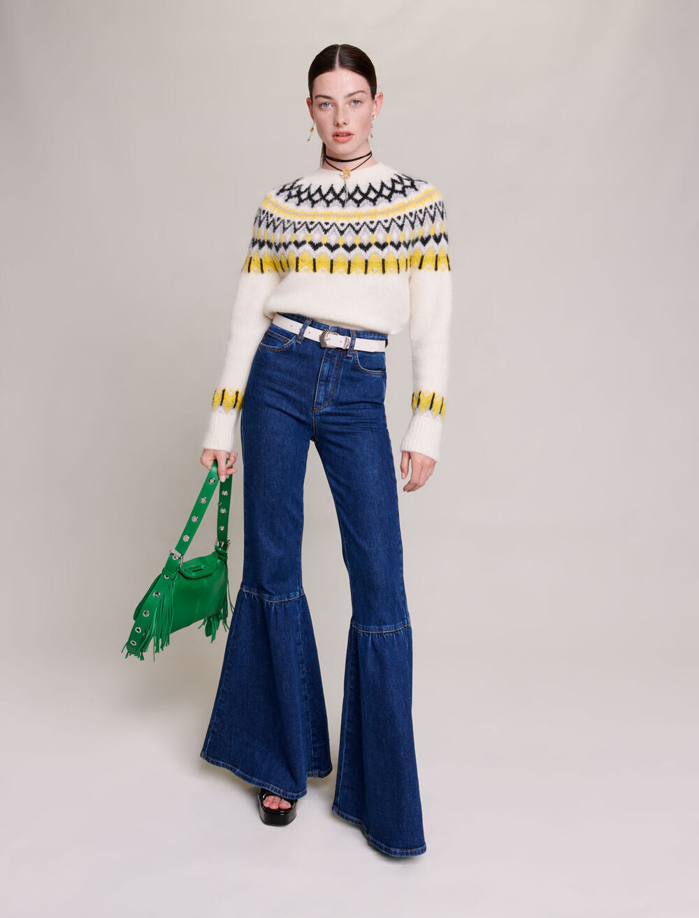 Blue featured-flared jeans