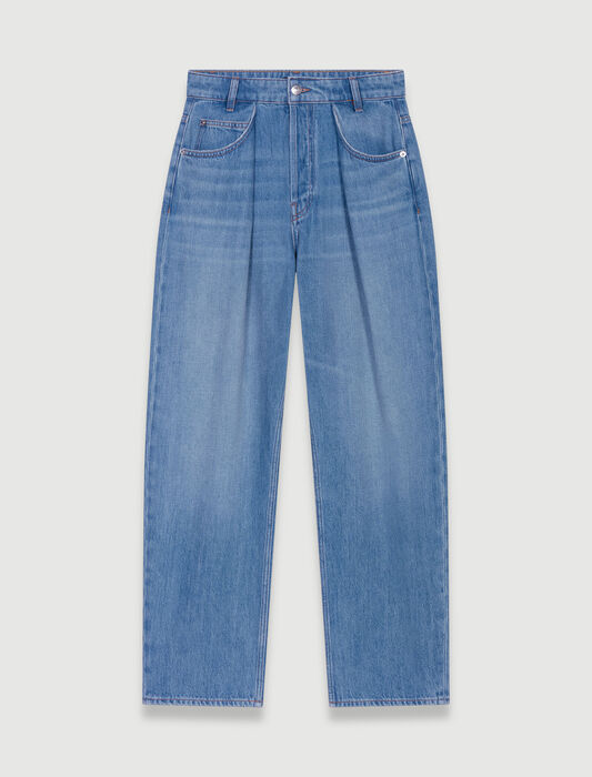 Blue-straight, wide-leg jeans