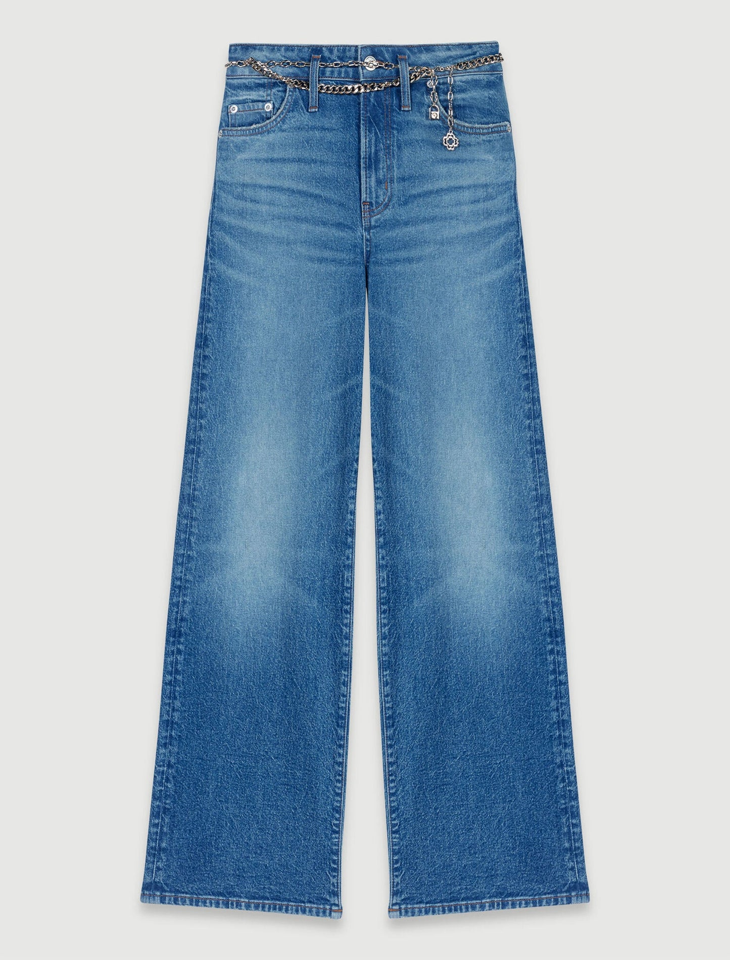 Blue  -Jeans with chain-link belt