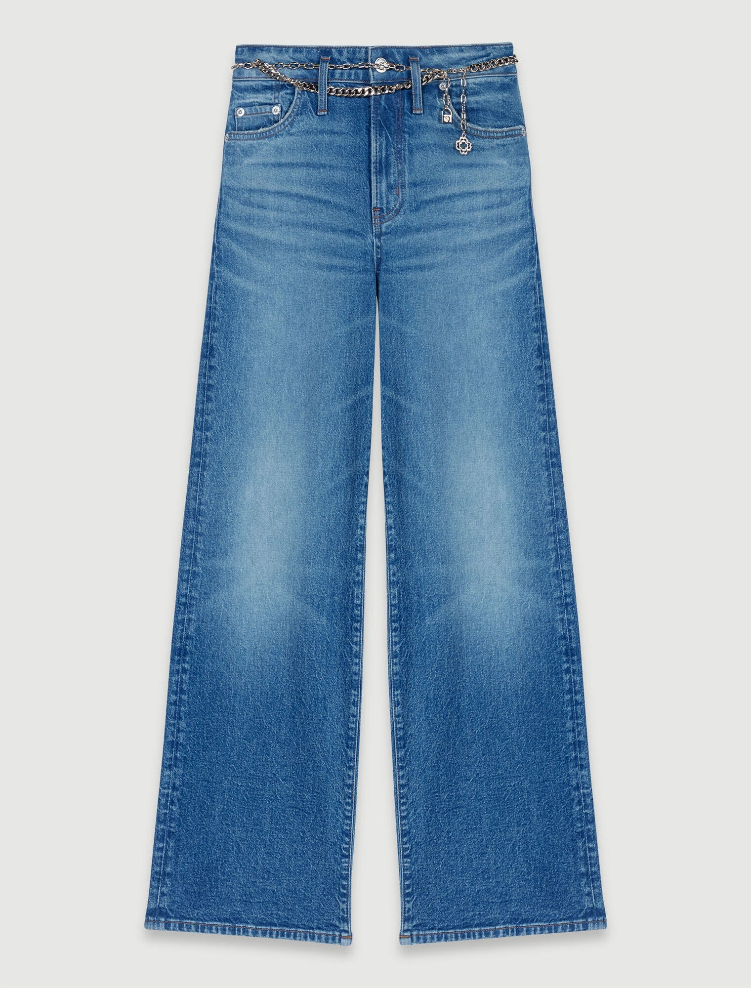 Blue  -Jeans with chain-link belt