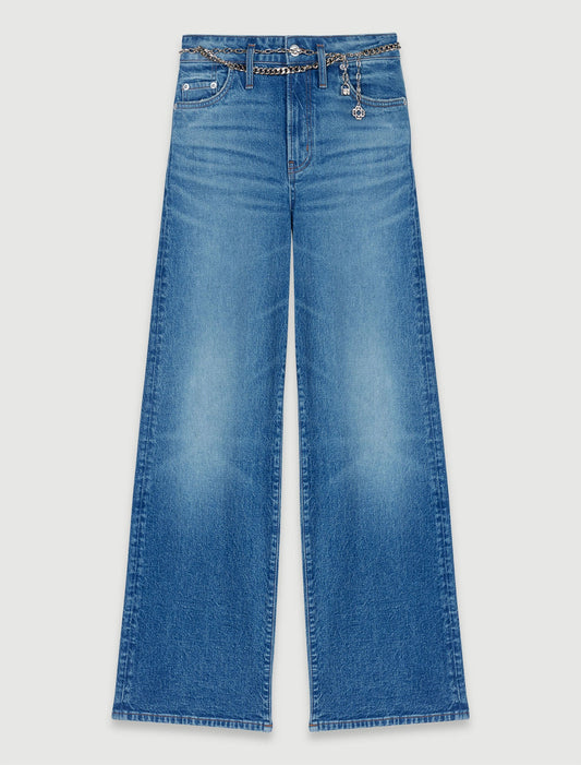Blue  -Jeans with chain-link belt