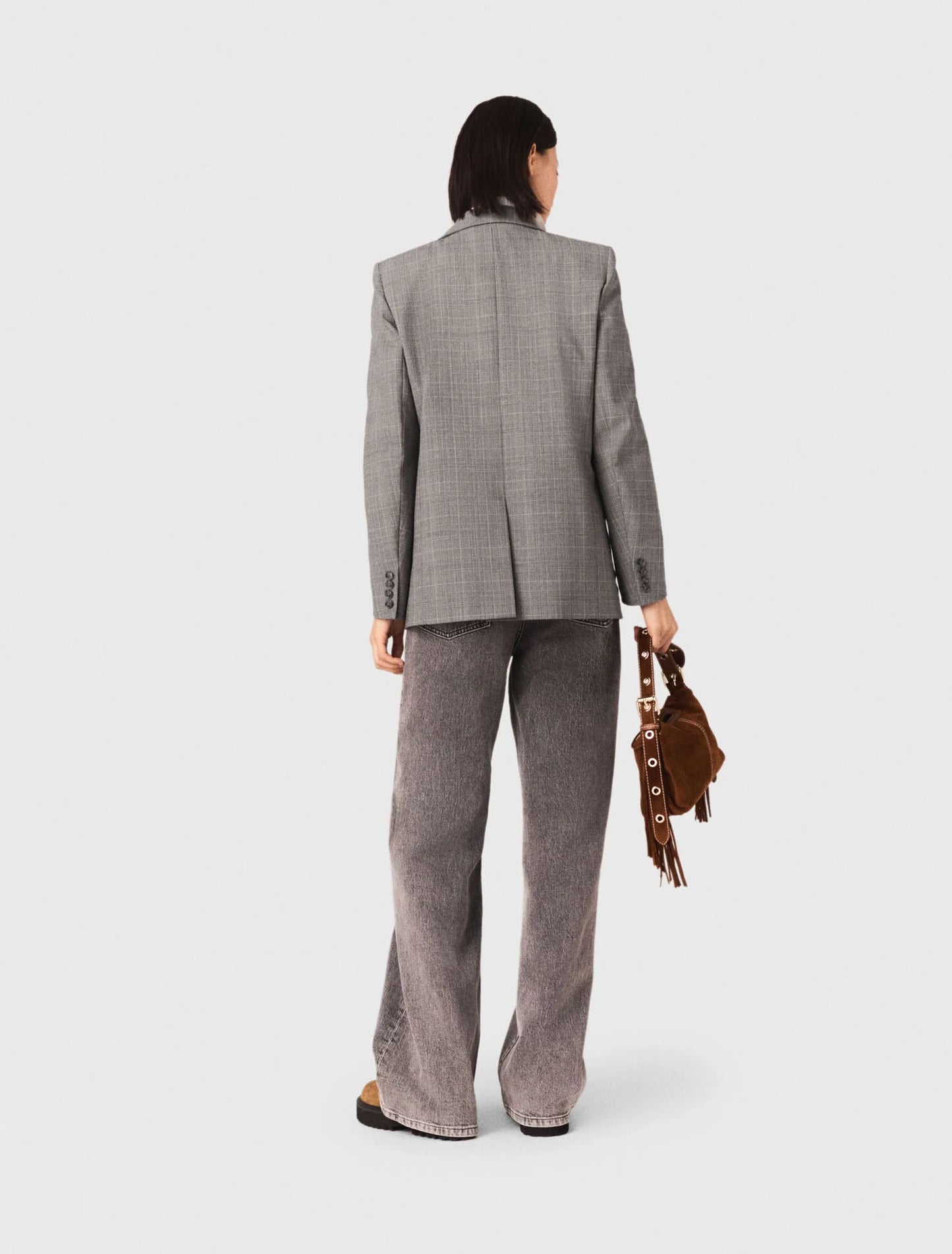 Wide-leg jeans with chain-link belt Grey