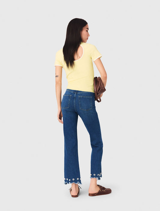 Beaded Bootcut Jeans Blue