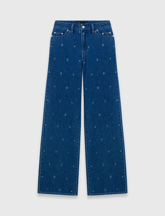 Wide jeans with rhinestones BLUE