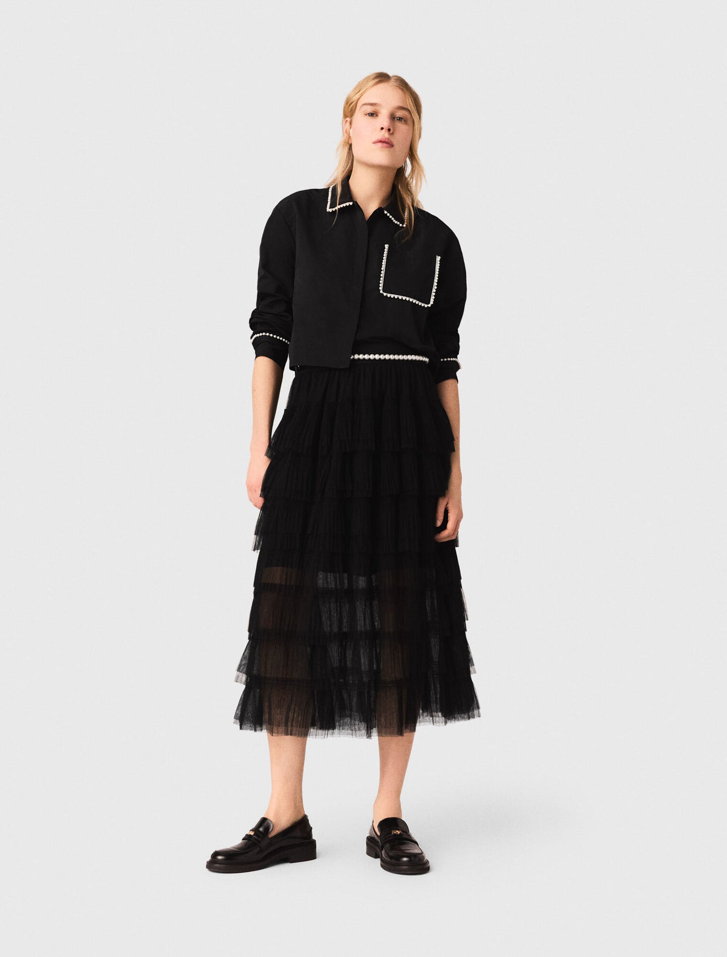 Tulle midi skirt Black