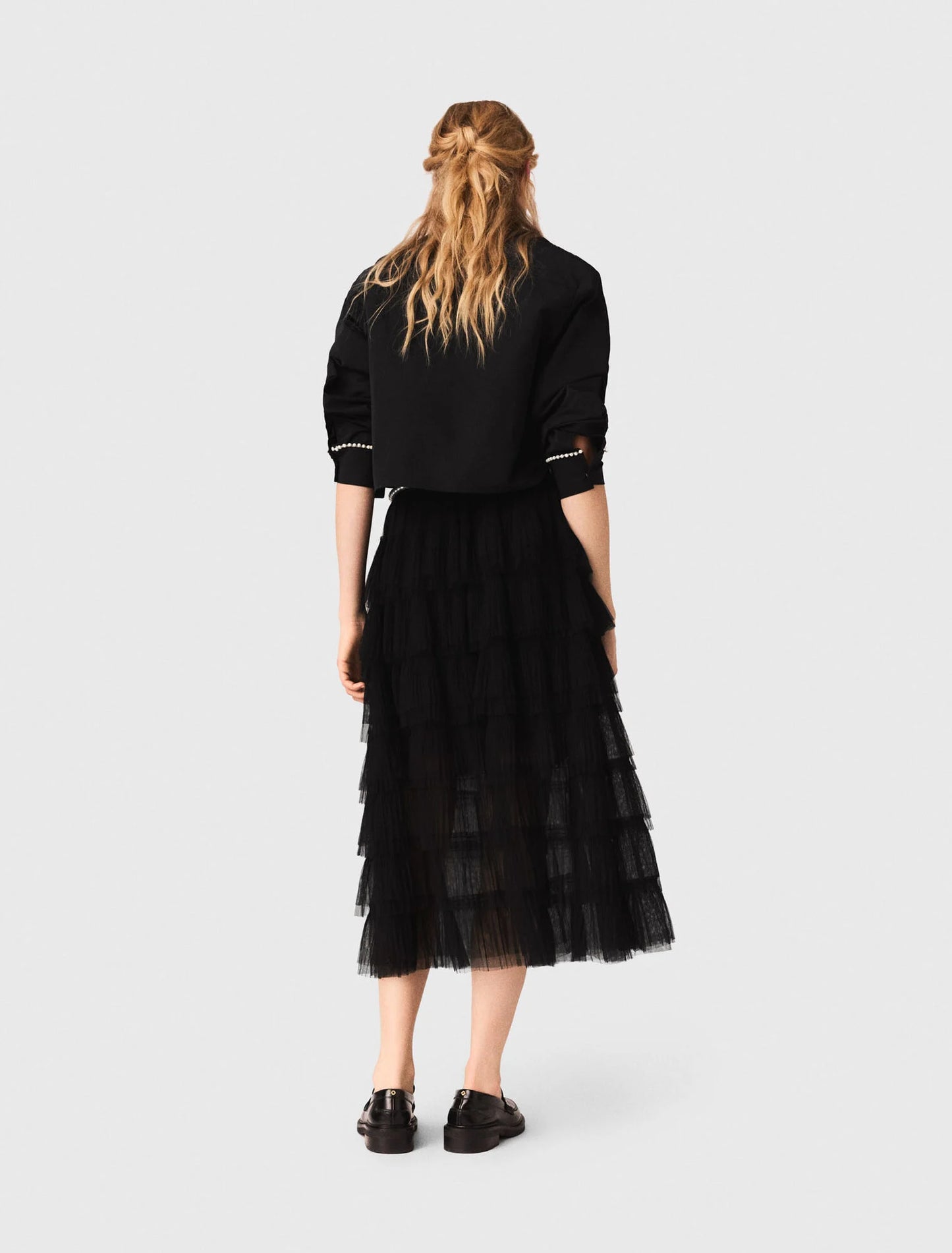 Tulle midi skirt Black