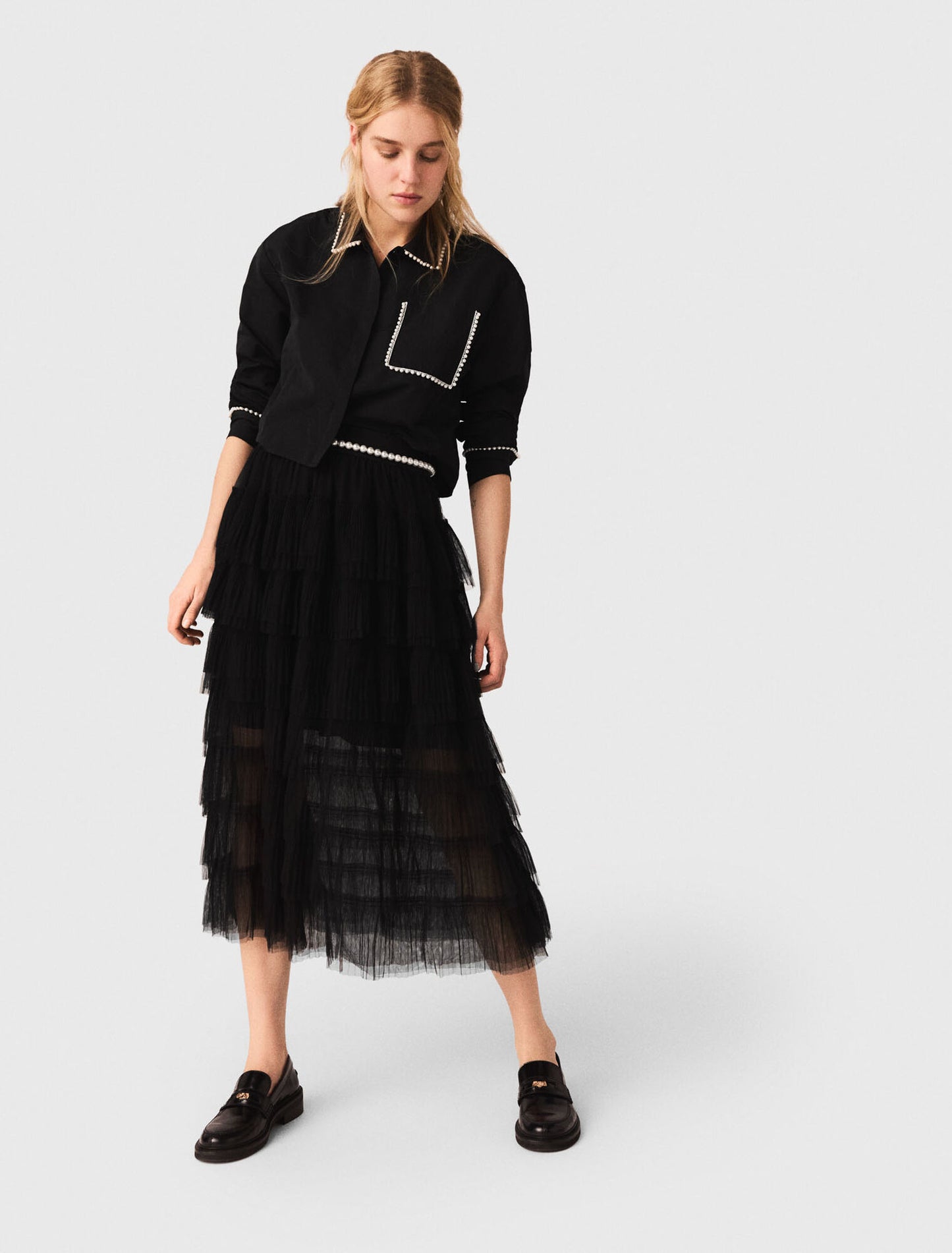 Tulle midi skirt Black