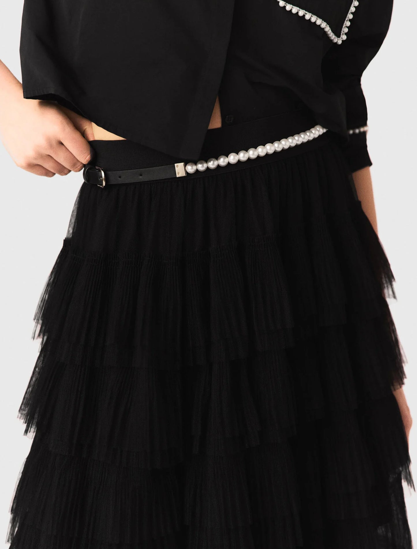 Tulle midi skirt Black