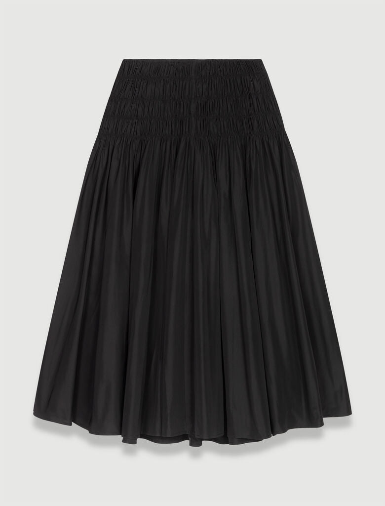 Black Smocked maxi skirt