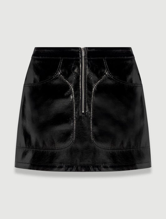 Black-short vinyl skirt